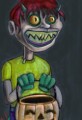 Scary Monster in Human Costume on Halloween