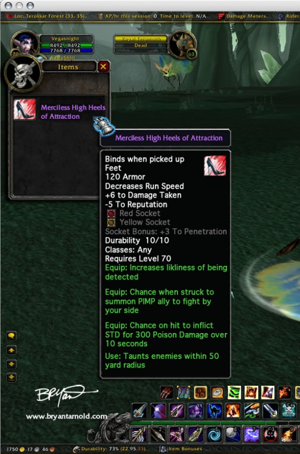 World of Warcraft Merciless High Heels of Attraction Parody Item