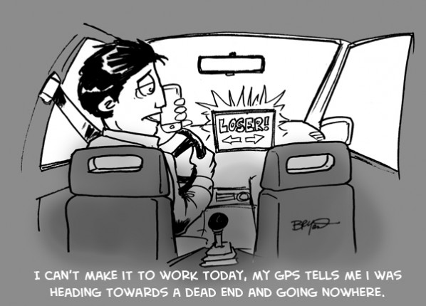 GPS Cartoon Can't make it to work today...