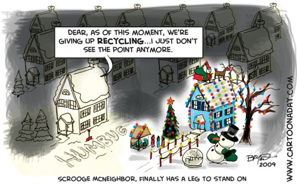 christmas lights recycling Scrooge McNeighbor finally has a leg to stand on