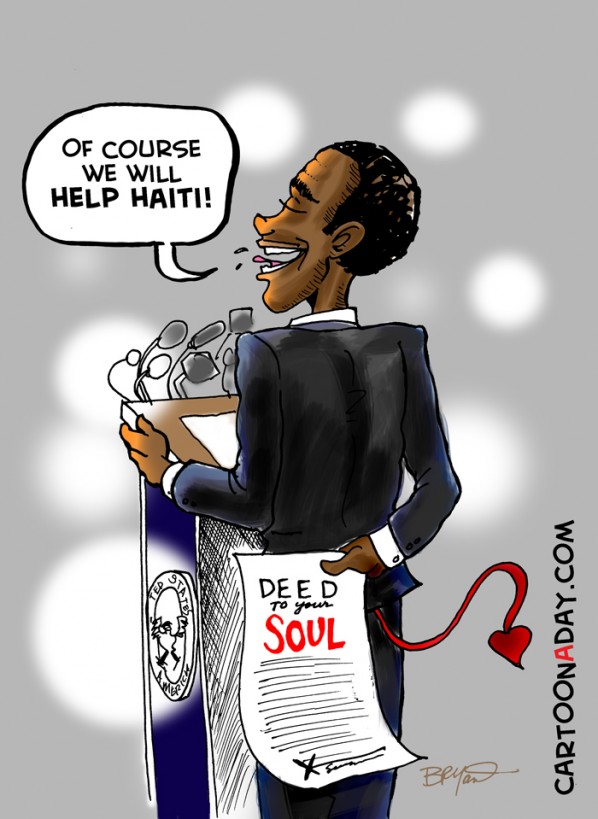 President Supports Haiti Cartoon