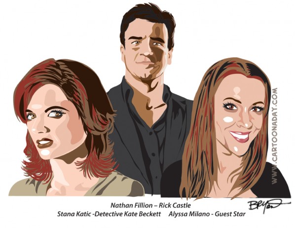 Rick Castle, Detective Beckett, Alyssa Milano Rick Castle, Detective Beckett, Alyssa Milano