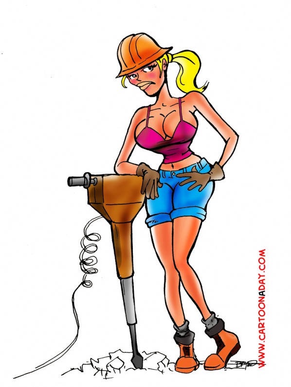 female jackhammer operator