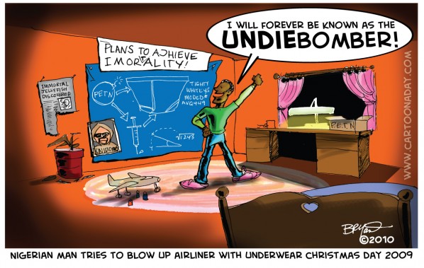 Nigerian man tries to blow up airliner with underwear christmas day 2009