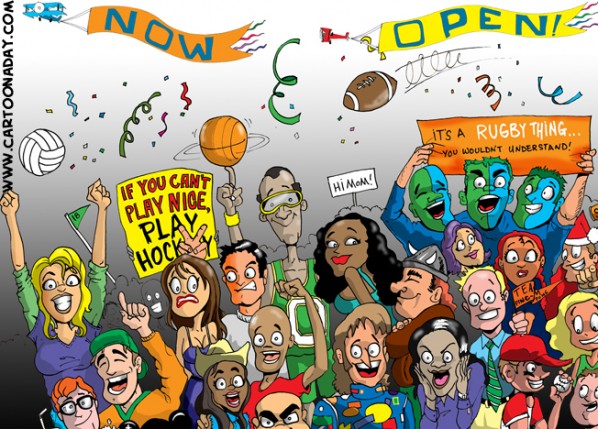 Crowd of Cartoon Sports FansA