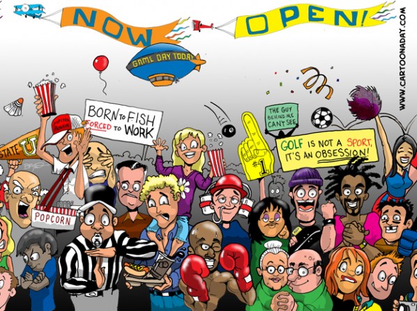 Crowd of Cartoon Sports FansB