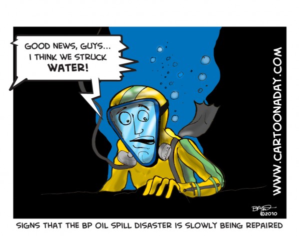 BP Oil Struck Water cartoon