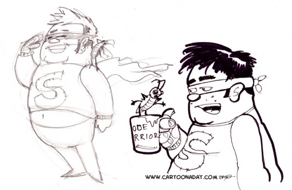 super user cartoon coffee
