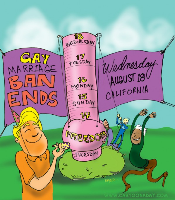 The California Gaymarriage ban is due to end on Wednesday August 18 The California Gaymarriage ban is due to end on Wednesday August 18
