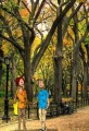 Central Park in the Fall Cartoon