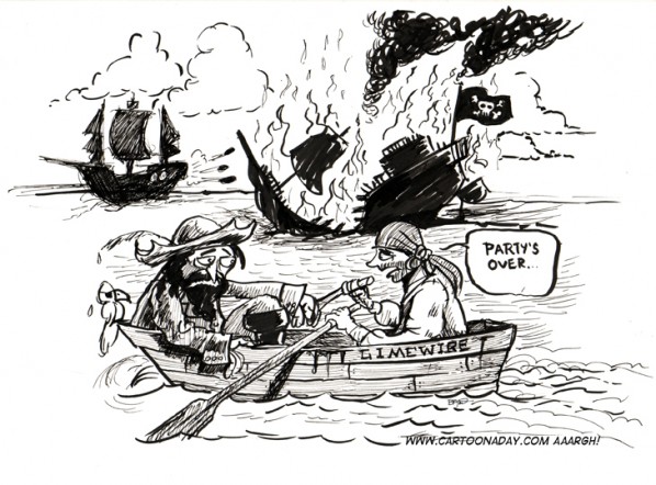 Pirate Limewire Ship Sinks Cartoon Cartoon A Day