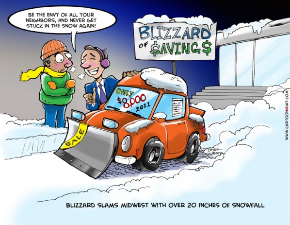 Blizzard Slams Midwest with over 20 Inches of Snow Cartoon