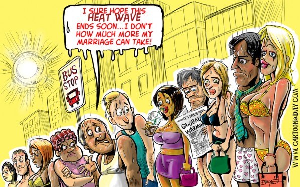 Summer Heat Wave Sets Record Highs- Cartoon Cartoon