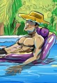 Summer Sunday Pool Relaxing Cartoon