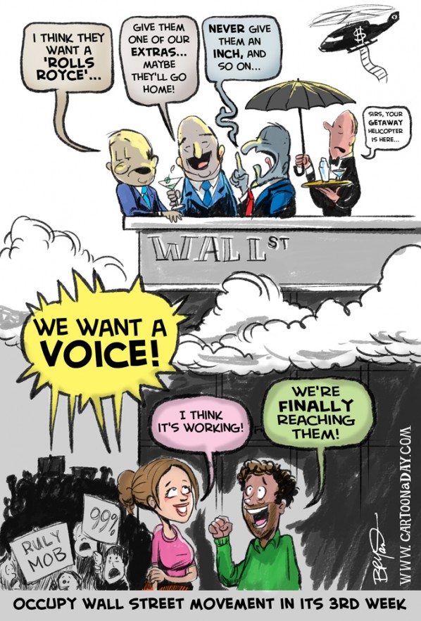 Occupy Wall Street Movement in its 3rd Week Cartoon Cartoon