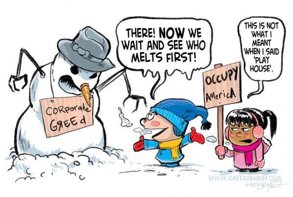 Protesting Corporate Greed-Occupy America Cartoon Cartoon