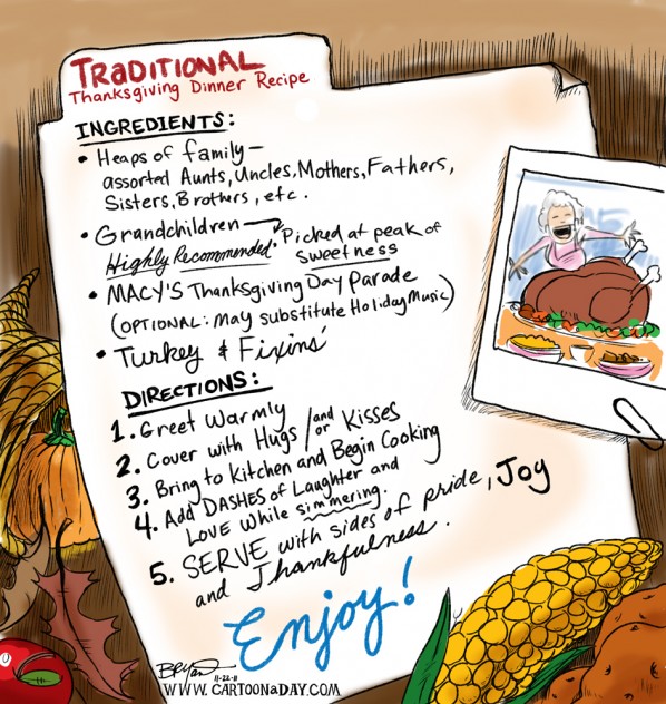 Happy Thanksgiving Family Recipe Cartoon Cartoon