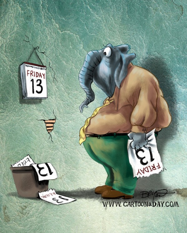Cartoon Unlucky Elephant and Friday the 13th ❤ Cartoon « Cartoon A Day