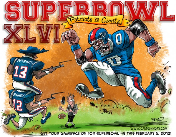 Cartoon Patriots Vs Giants-SUPERBOWL 46 Cartoon