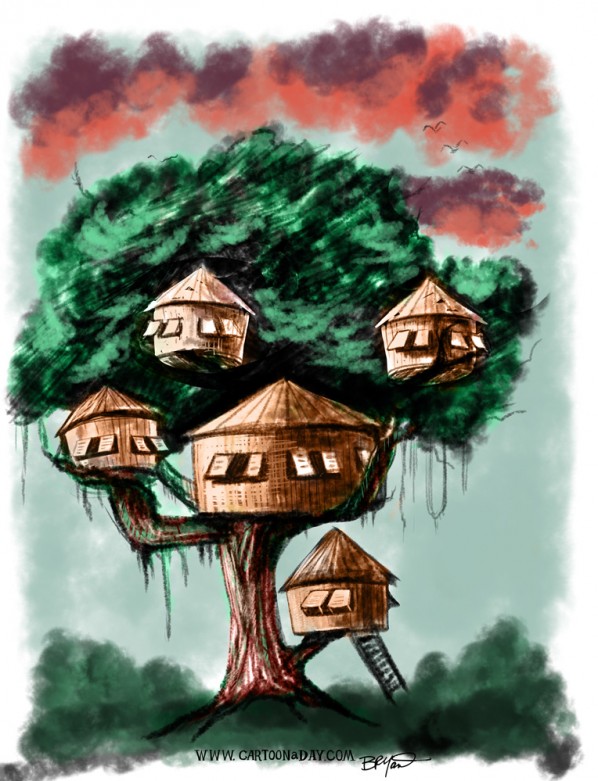 swiss-familyrobinson-treehouse-painting