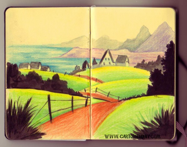 sketchbook-landscape-coastal-town