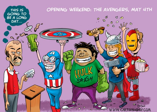 Avengers in theaters Opening Weekend Cartoon