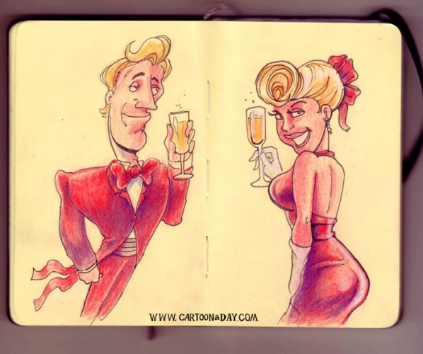 bryant-sketchbook-champagne-couple-cartoon