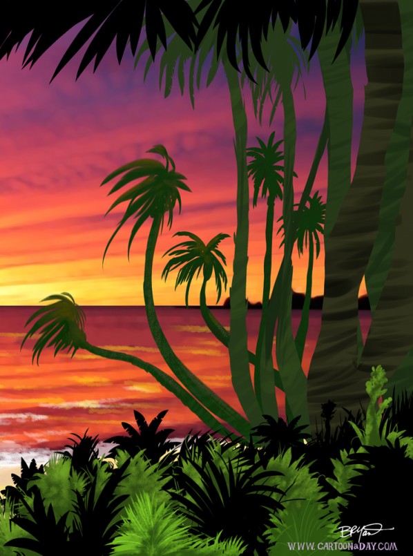 cartoon-paradise-sunset-lagoon-right