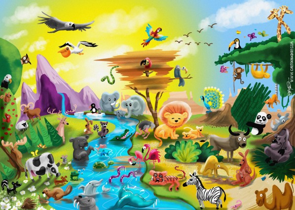 Earth Day Animal Kingdom Cartoon