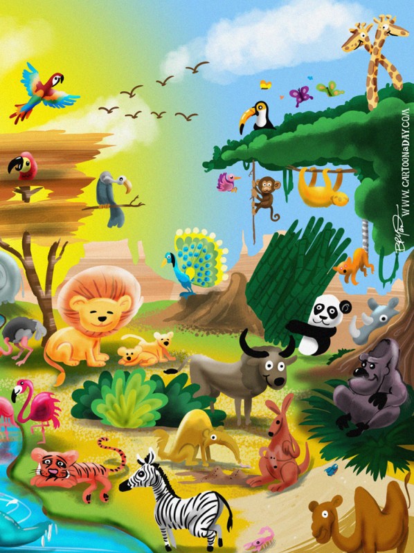 Earth Day Animal Kingdom Cartoon