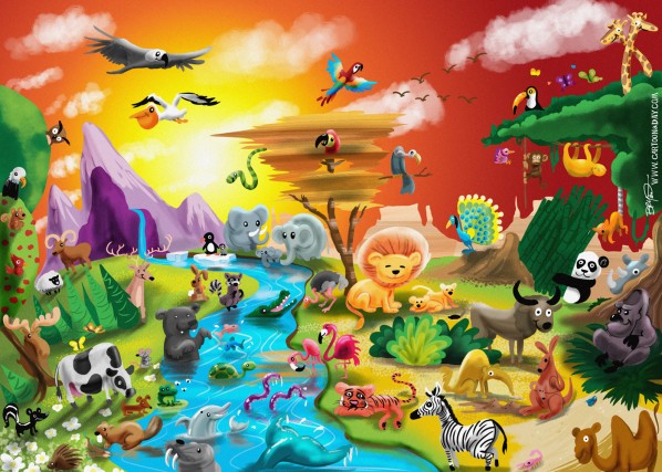 Earth Day Animal Kingdom Cartoon