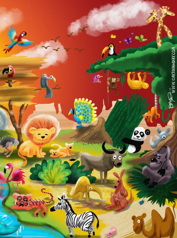 Earth Day 2012 Cartoon Animal Kingdom Cartoon