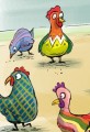 Easter Egg Chickens Cartoon Colored Eggs