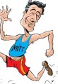 Cartoon Mitt Romney Pulls Ahead of Santorum