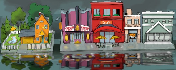Cartoon City Street Header Cartoon Cartoon A Day