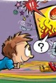 Boy Watching TV Violence Instead of Imagination