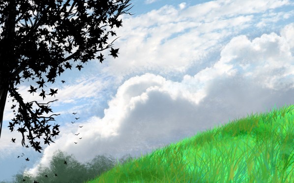 cloud-sky-grassy-field-cartoon-desktop