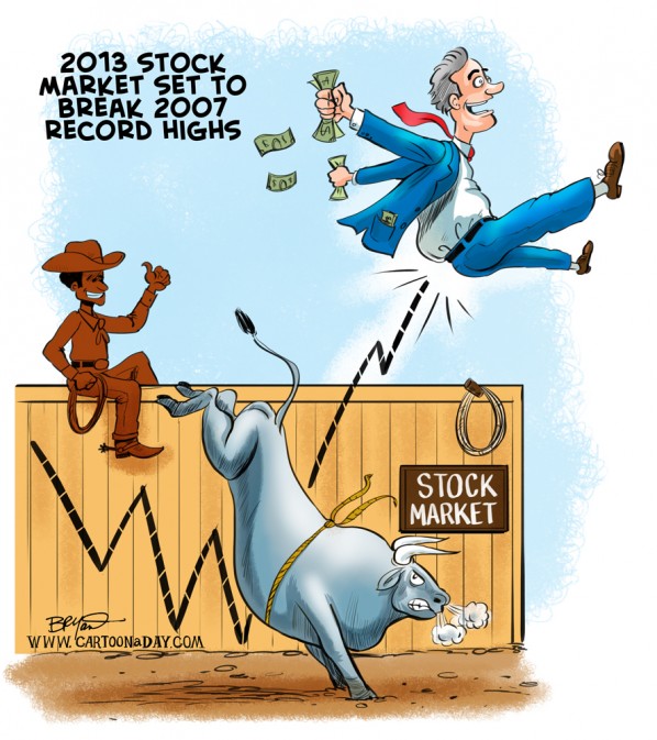2013 Bull Market Rise Cartoon