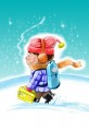 Schoolboy walking through Snow to School