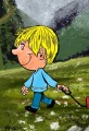 School boy Scenic Hillside