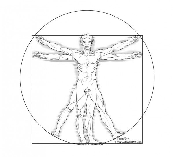 The Vitruvian Man Updated Cartoon