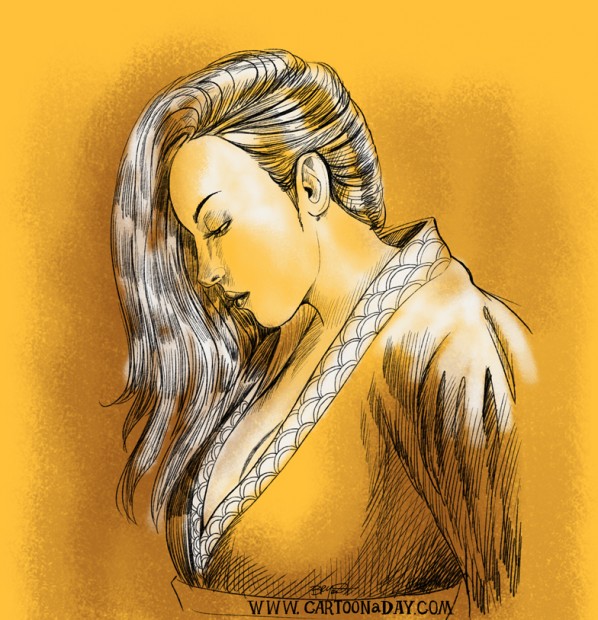 beautiful-japanese-woman-drawing