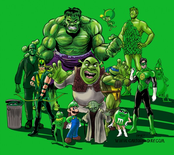 Famously Green Fictional Characters Cartoon