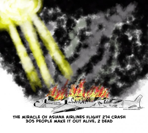 Asiana Airlines Flight 214 Crash Cartoon