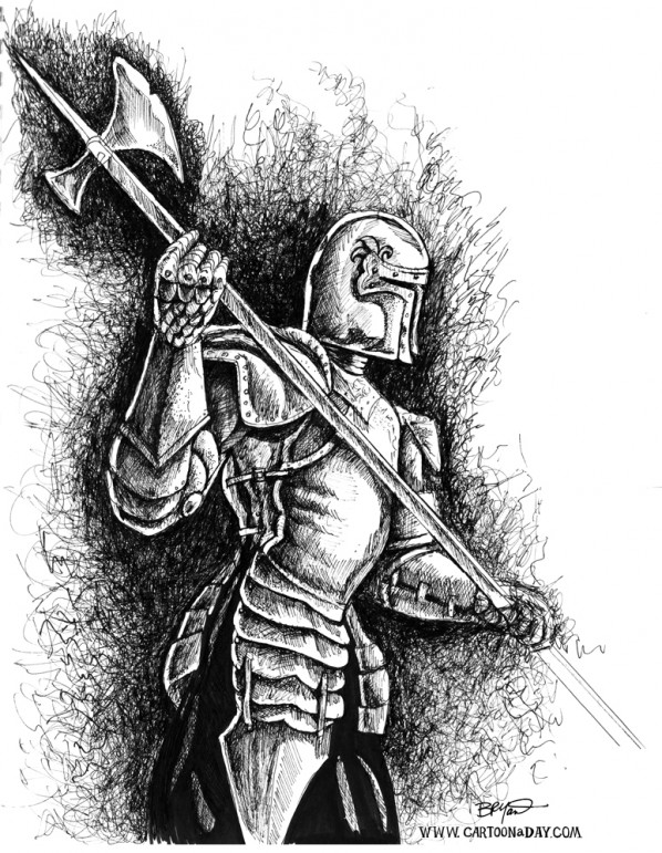 kinight-in-armor-ink-sketch