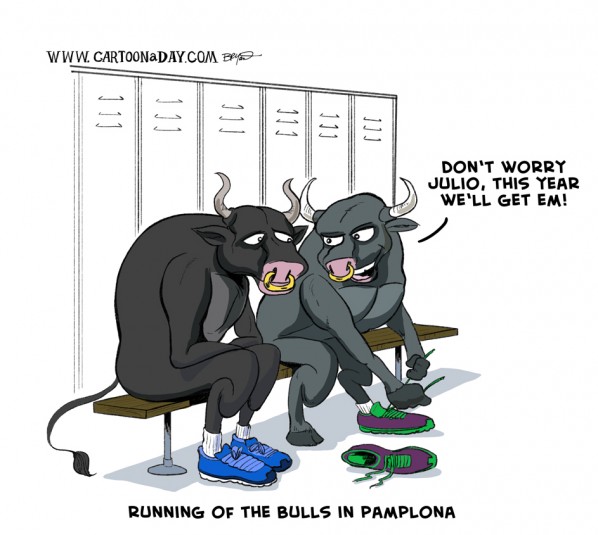 running-of-bulls-cartoon