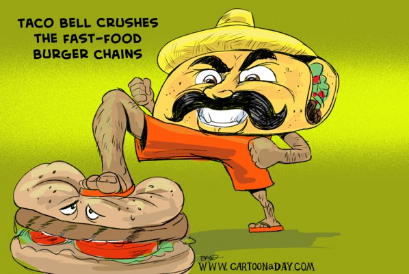 Taco Bell Crushes Fast Food Burger Companies ❤ Cartoon « Cartoon A Day Taco Bell Crushes Fast Food Burger Companies ❤ Cartoon « Cartoon A Day