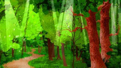Forest Path Illustrated Cartoon