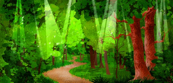 Forest Path Illustrated Cartoon