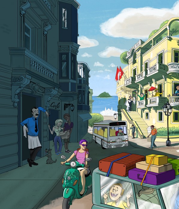 Monte Carlo Street Scene Illustration